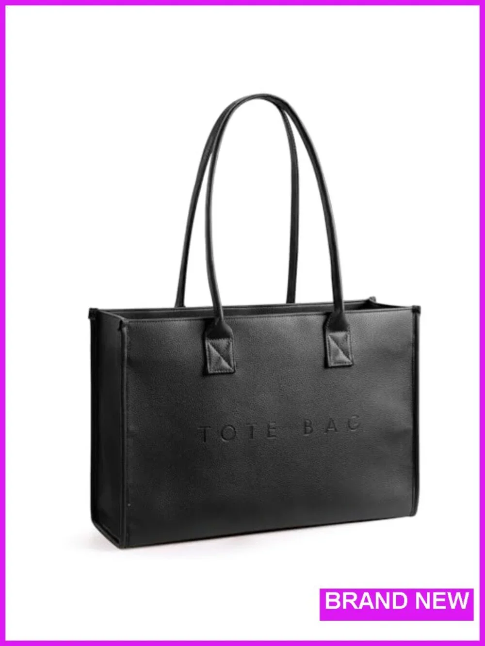 Oversize PU Leather Tote Bag Women Weekender Shopper Handbag with Top Handle